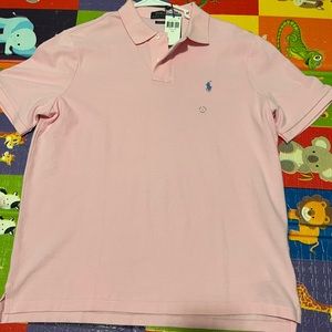 Pink polo Ralph Lauren collard shirt condition is new. Size is large